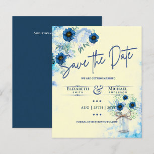 Lámina Boda Rústico Floral Azul de la Marina de Presupues