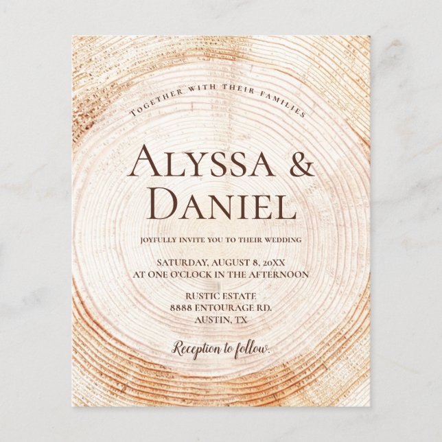 Lámina Boda Rústico Presupuestario Personalizado de Grano (Anverso)