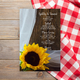 Lámina Boda Rústico Yellow Sunflower and Barn Wood