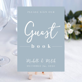 Lámina Boda simple Dusty Blue Calligraphy Guest Book