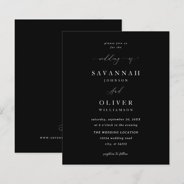 Lámina Boda simple y Minimalista de presupuesto - Negro (Anverso / Reverso)