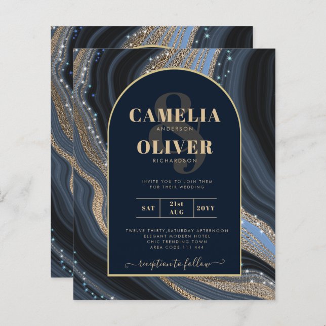 Lámina Boda STARRY NIGHT de la Marina LeahG Blue Gold Aga (Anverso / Reverso)