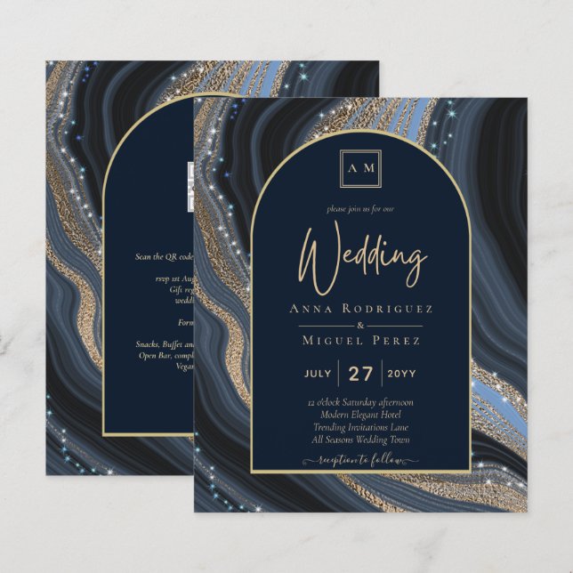 Lámina Boda STARRY NIGHT de la Marina LeahG Blue Gold Aga (Anverso / Reverso)