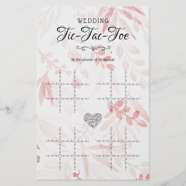 Lámina Boda Tic-Tac-Toe Juego De Mesa Decorativo Floral (Anverso)