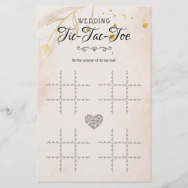 Lámina Boda Tic-Tac-Toe Juego De Mesa Decorativo Floral (Anverso)