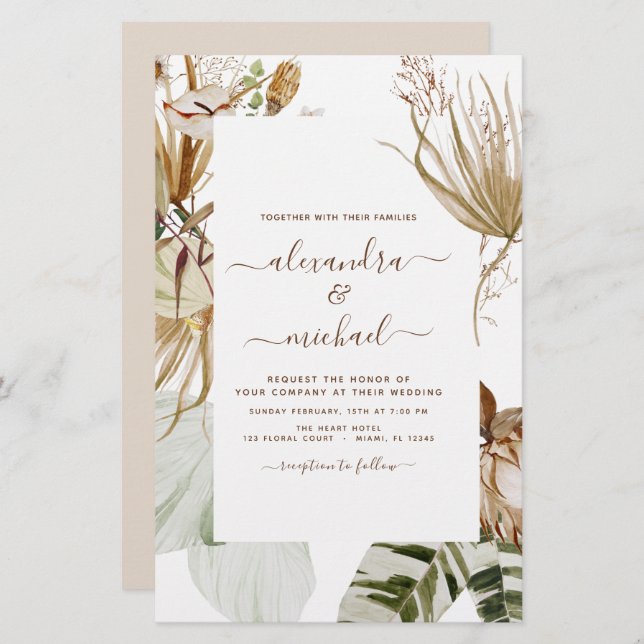 Lámina Boda tropical Boho Boho Bohemian (Anverso / Reverso)