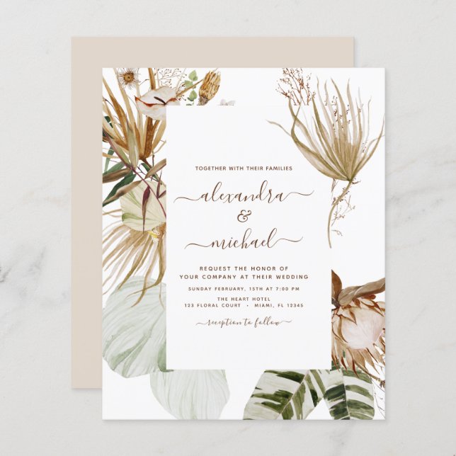 Lámina Boda tropical Boho Boho Bohemian (Anverso / Reverso)