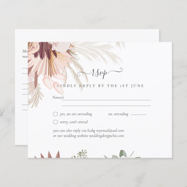 Lámina Boda Tropical de Borgoña Pampas (Anverso / Reverso)