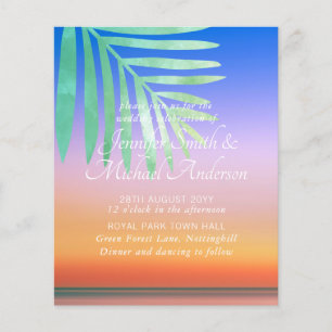Lámina Boda Tropical en Playa Sunset Invita al presupuest