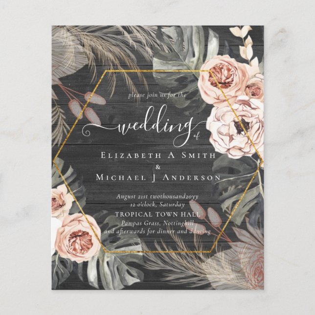 Lámina Boda TROPICAL GRAVE PAMPAS de bajo coste (Anverso)