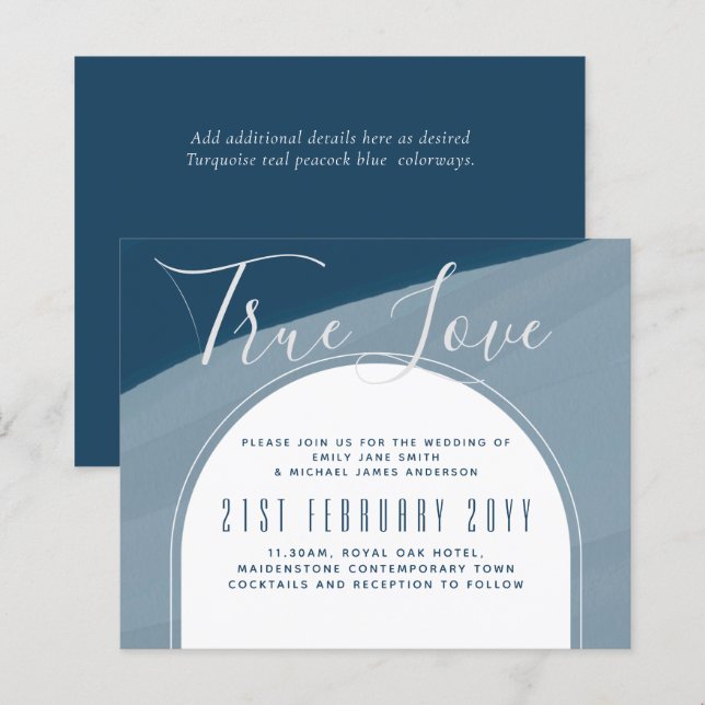 Lámina Boda Verde azulado azul de vidrio marino moderno O (Anverso / Reverso)