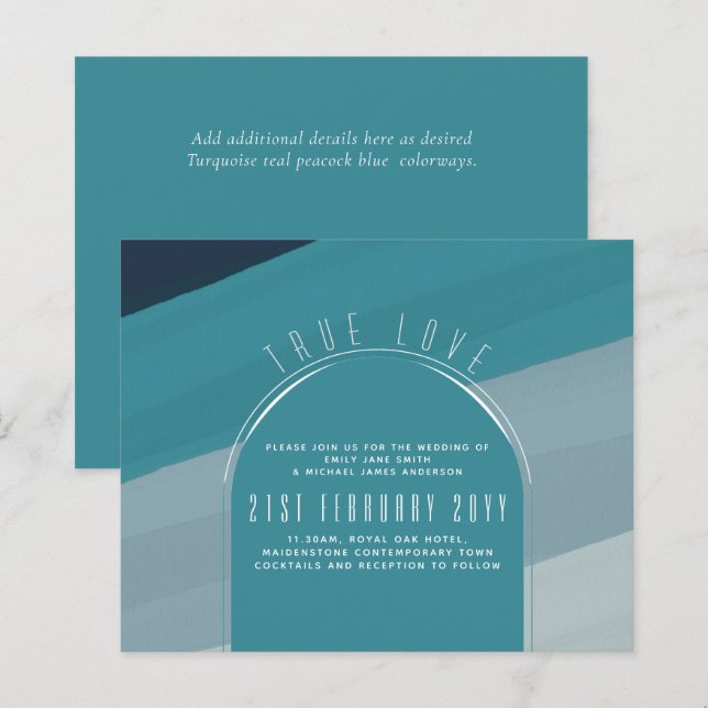 Lámina Boda Verde azulado azul de vidrio marino moderno O (Anverso / Reverso)