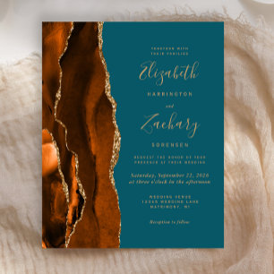 Lámina Boda Verde azulado de Agate Naranja Quemado de Pre