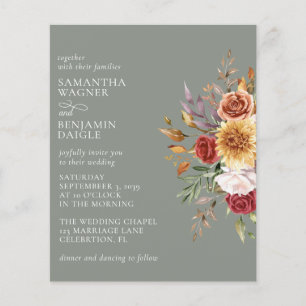 Lámina Boda verde de la salchicha floral del otoño modern