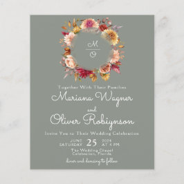 Lámina Boda Verde de Salto Floral de Caída Romántica Pres