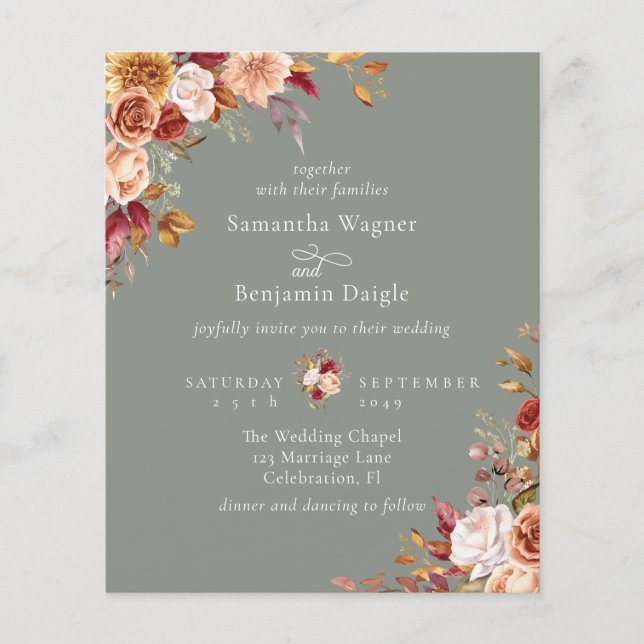 Lámina Boda Verde de Salto Floral del otoño del presupues (Anverso)