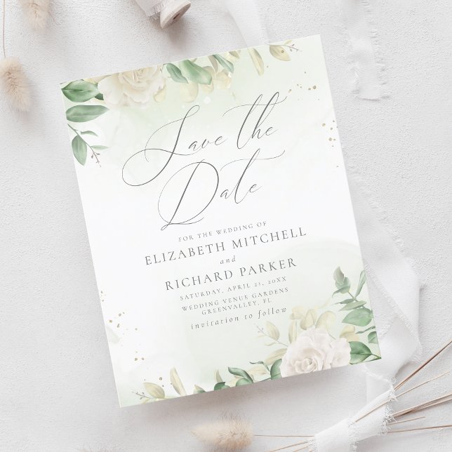 Lámina Boda verde elegante de presupuesto salva la fecha (Subido por el creador)