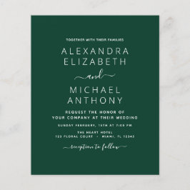 Lámina Boda verde esmeralda presupuestal con invitación f