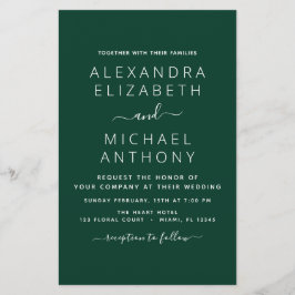 Lámina Boda verde esmeralda presupuestal con invitación f