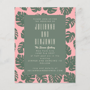 Lámina Boda Verde Rosa Botánico de la Planta Monstera Pre