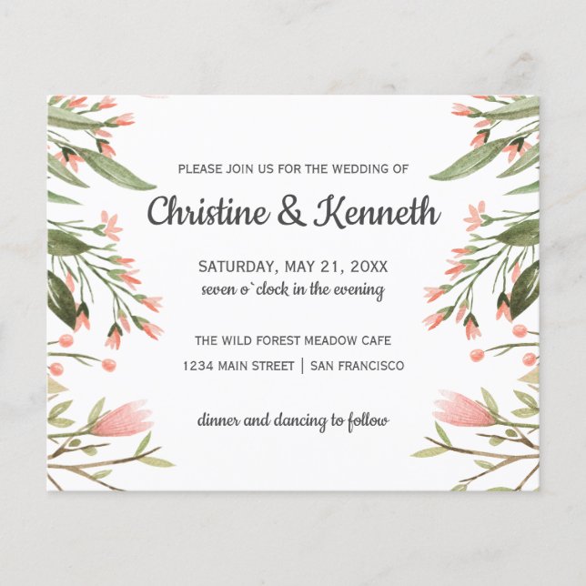 Lámina BODA verde rosa de la flor BUDGET Meadow (Anverso)