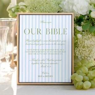 Lámina Boda Verde Salvia y Azul Claro Nuestra Biblia Firm