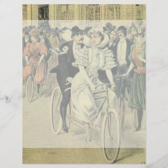 Lámina Boda victoriana novia y bicicleta recién casada Gr (Anverso)