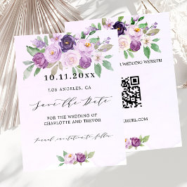 Lámina Boda violeta floral código QR presupuesto guardar 