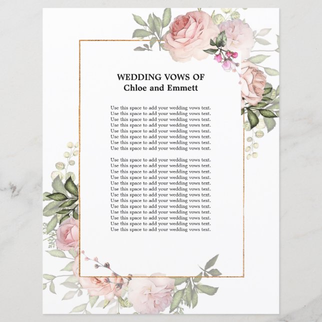 Lámina Boda vota floral rosa (Anverso)