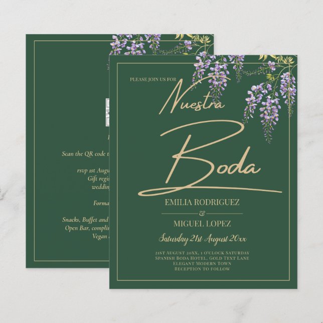 Lámina BODA WISTERIA Gold Green (Anverso / Reverso)