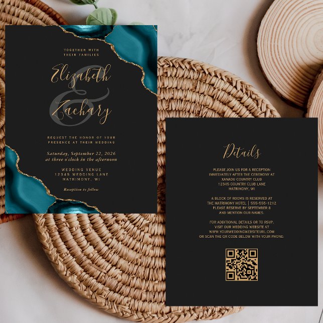 Lámina Bodas con código QR oscuro de esquinas de ágata az (Subido por el creador)