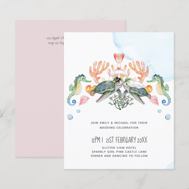 Lámina BODAS Tortugas Marinas Novia y Novio (Anverso / Reverso)