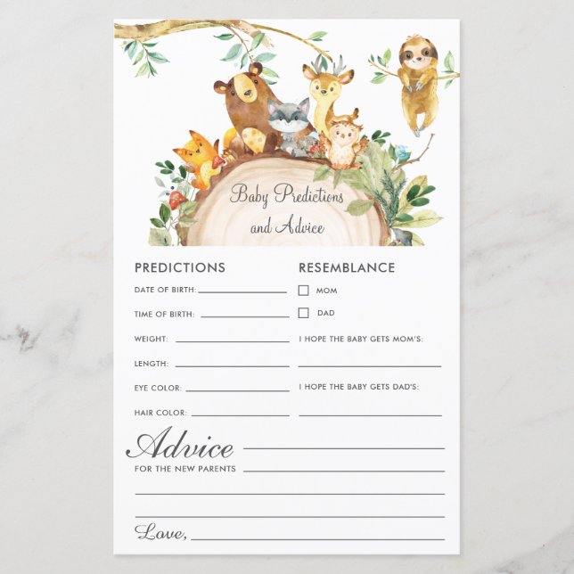 Lámina Bodega de animales de Woodland Predicciones para b (Anverso)