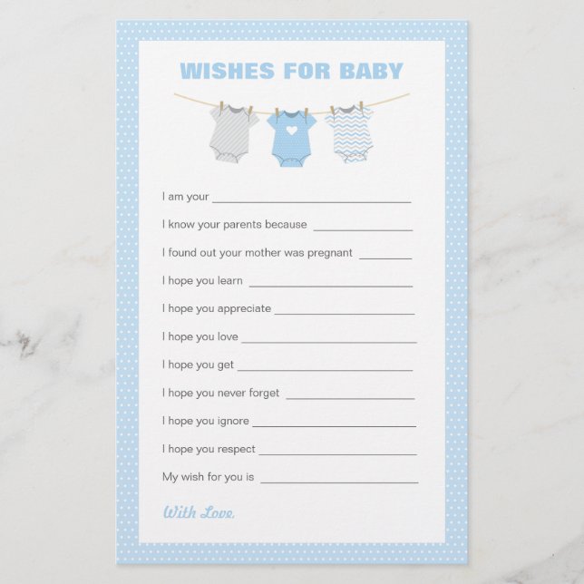 Lámina Bodysuit Baby Shower Wiers for Baby - Blue (Anverso)