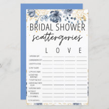 Bohemia Rubor Bridal Shower Scattergories Juego