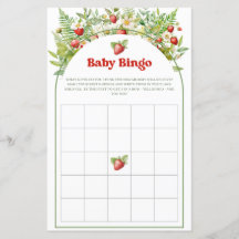 Boho Arch Berry Sweet Strawberry Baby Bingo Juego