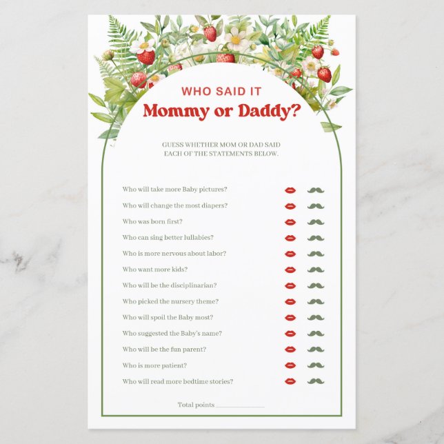 Lámina Boho Arch Berry Sweet Strawberry mami or Daddy (Anverso)