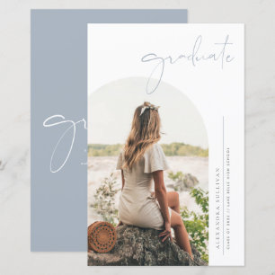 Lámina Boho Azul Polvoriento Minimalista Arco Foto Gradua