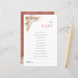 Lámina Boho Baby Shower Game Dear Baby Wiers Card