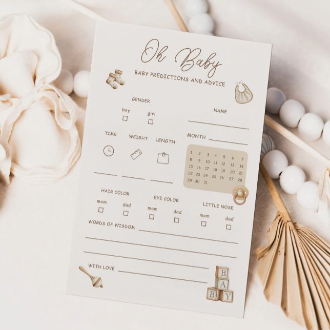 Lámina Boho Baby Shower Predictions And Advice Card (Subido por el creador)