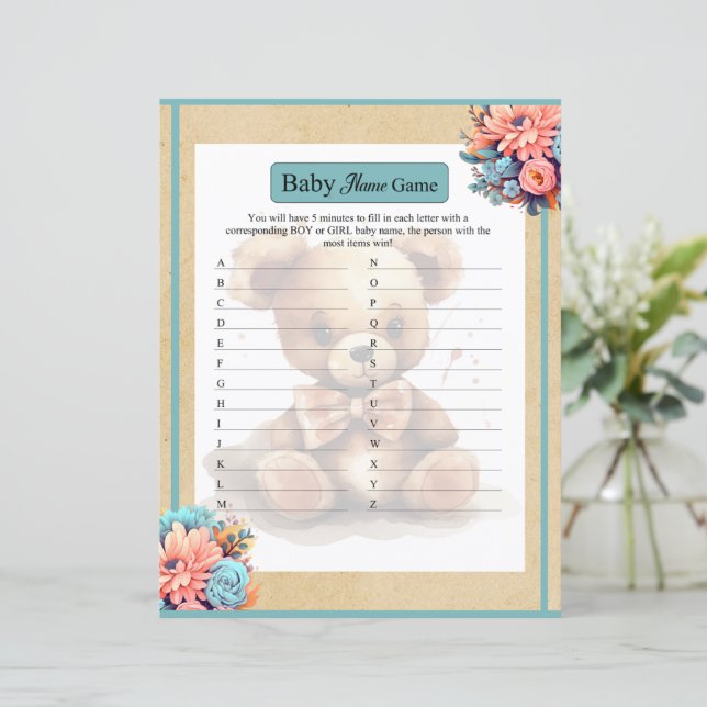 Lámina Boho Blue Bear Baby Game (Anverso de pie)