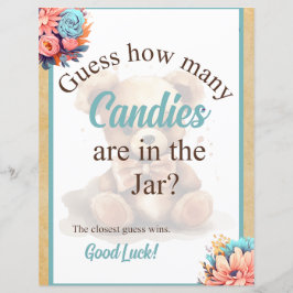 Lámina Boho Blue Bear Baby Shower Candy Jar Game