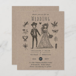 Lámina Boho Boda Personalizado Bride Groom Handdraw