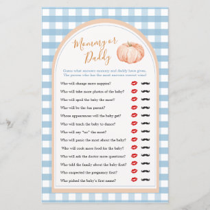 Lámina Boho Boho Blue Gingham Mommy or Daddy Game