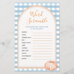 Lámina Boho Boho Blue Gingham Word Scramble Game