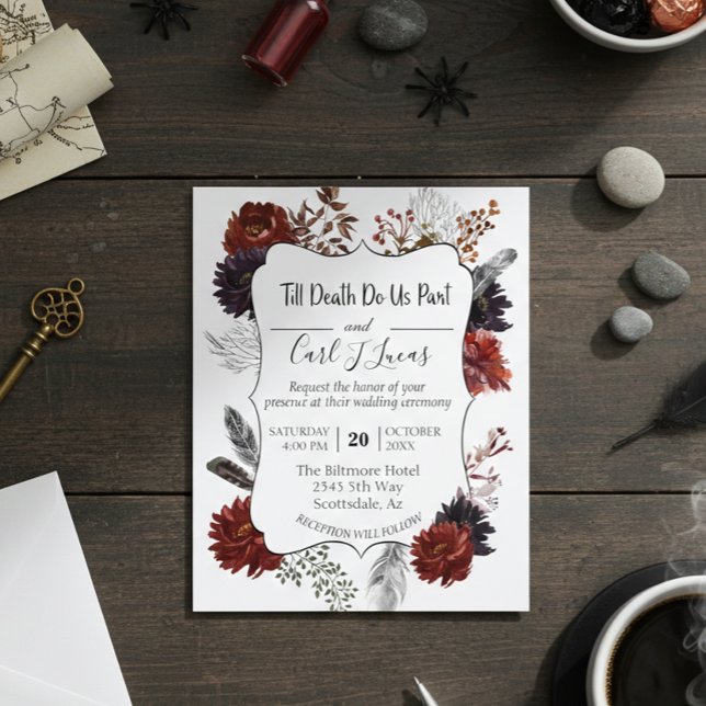 Lámina Boho Borgoña con flores de Halloween elegante pres (Subido por el creador)