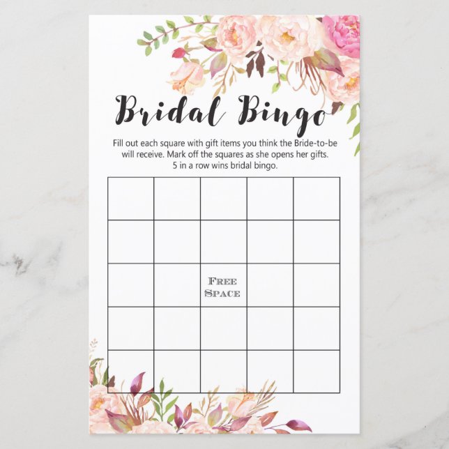Lámina Boho Bridal Shower Game - bingo de novia (Anverso)