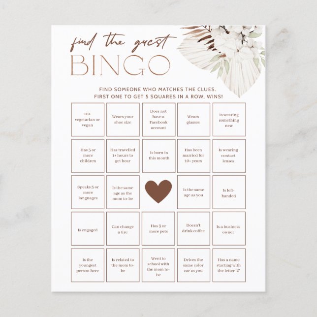 Lámina Boho Bridal Shower Game - Encuentra el Bingo Invit (Anverso)
