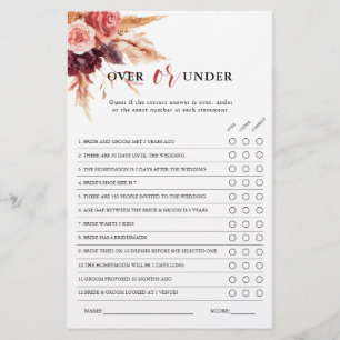 Lámina Boho Burgundy Terracotta Floral Bridal Shower Game