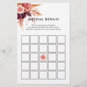 Lámina Boho Burgundy Terracotta Floral Bridal Shower Game
